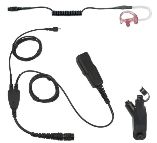 SoundWaves, send and receive, heavy duty, heavy duty earpiece, 2 wire system. lapel microphone