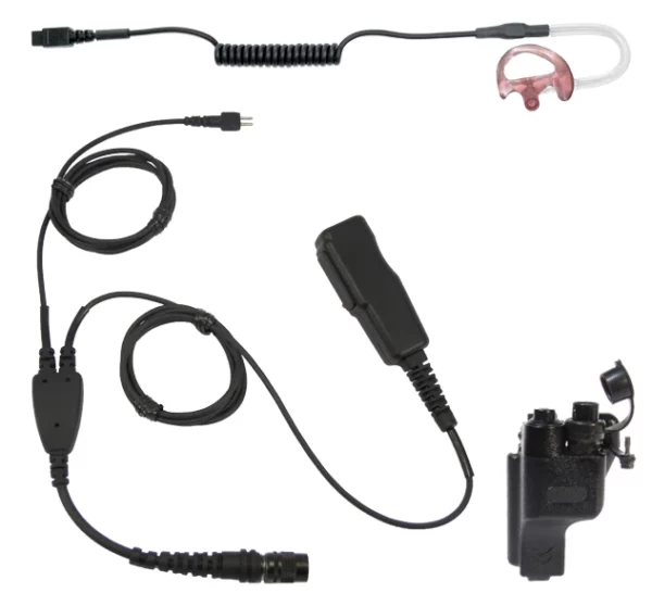 SoundWaves, send and receive, heavy duty, heavy duty earpiece, 2 wire system. lapel microphone